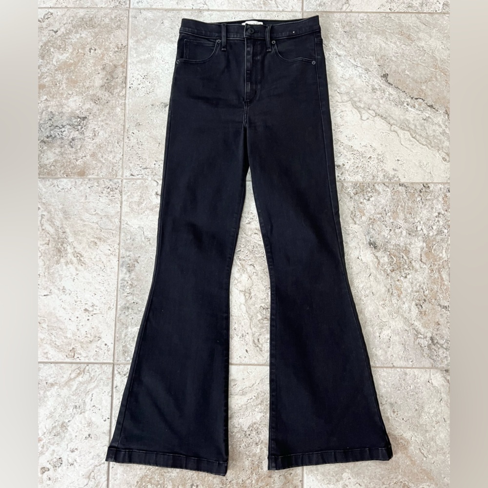 Abercrombie & Fitch Ultra High Rise Flare Stretch Denim Jeans Black, size 28 6R - Picture 10 of 10